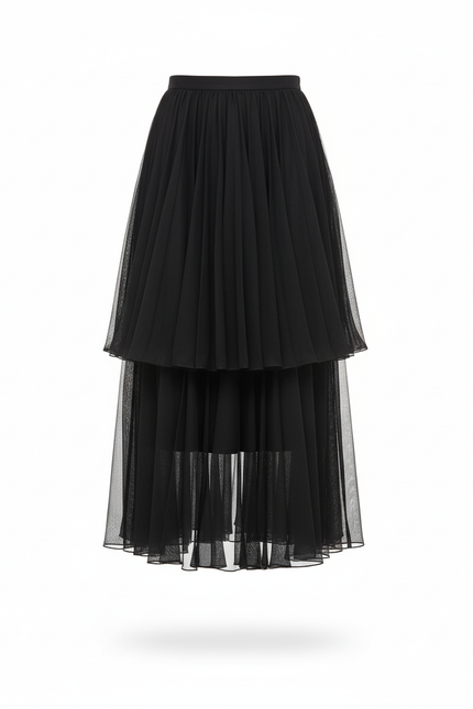 Jupe Longue Verte Plissée Fluide Tendance