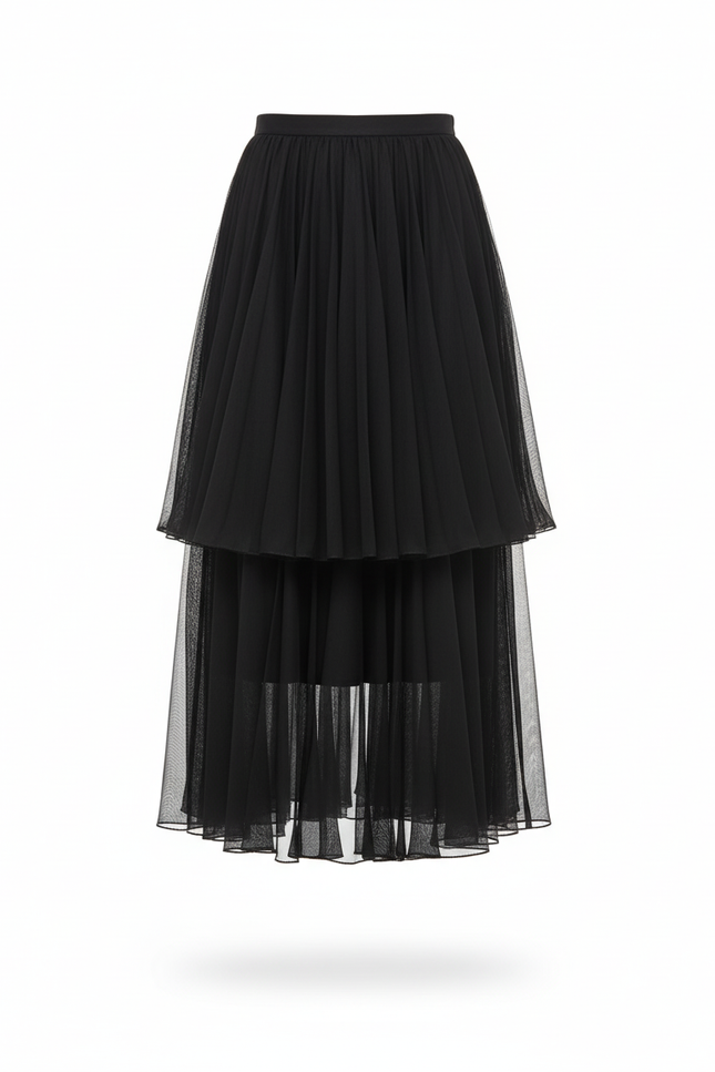 Jupe Longue Verte Plissée Fluide Tendance