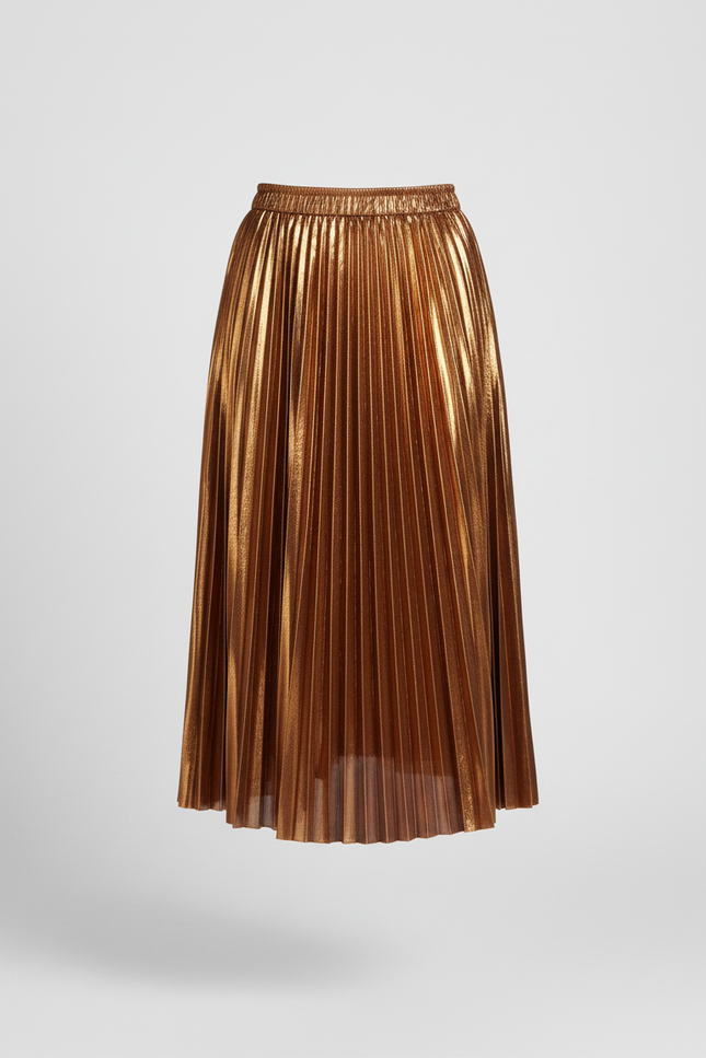 Jupe Longue Dorée Plissée Élégante
