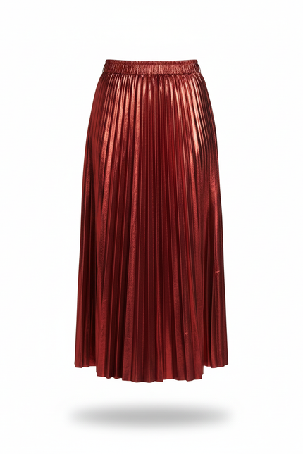 Jupe Longue Plissée Métallisée Élégante Soirée