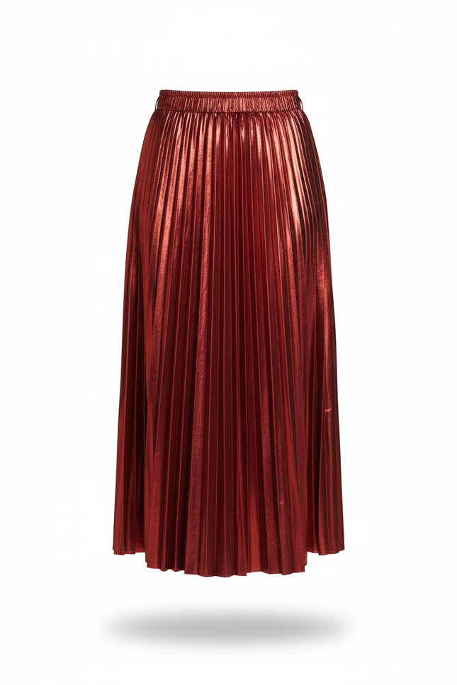 Jupe Longue Plissée Métallisée Élégante Soirée