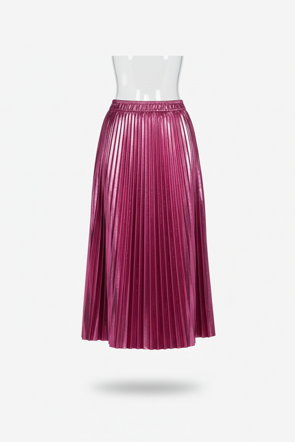 Jupe Longue Plissée Métallique Élégante