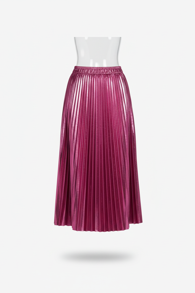 Jupe Longue Plissée Métallique Élégante