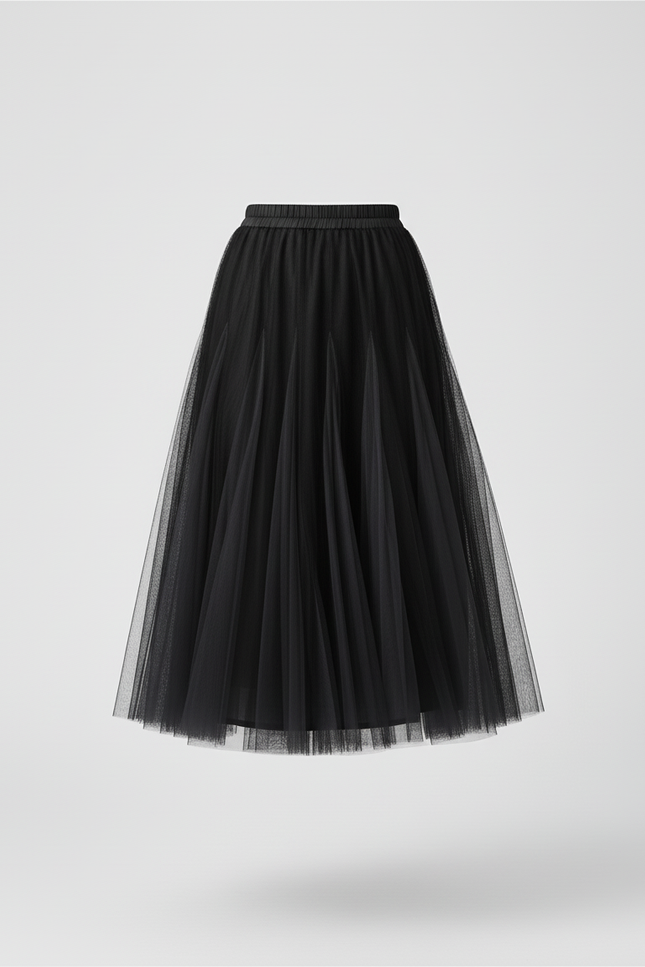 Jupe Longue Noire Tulle Élégante Femme