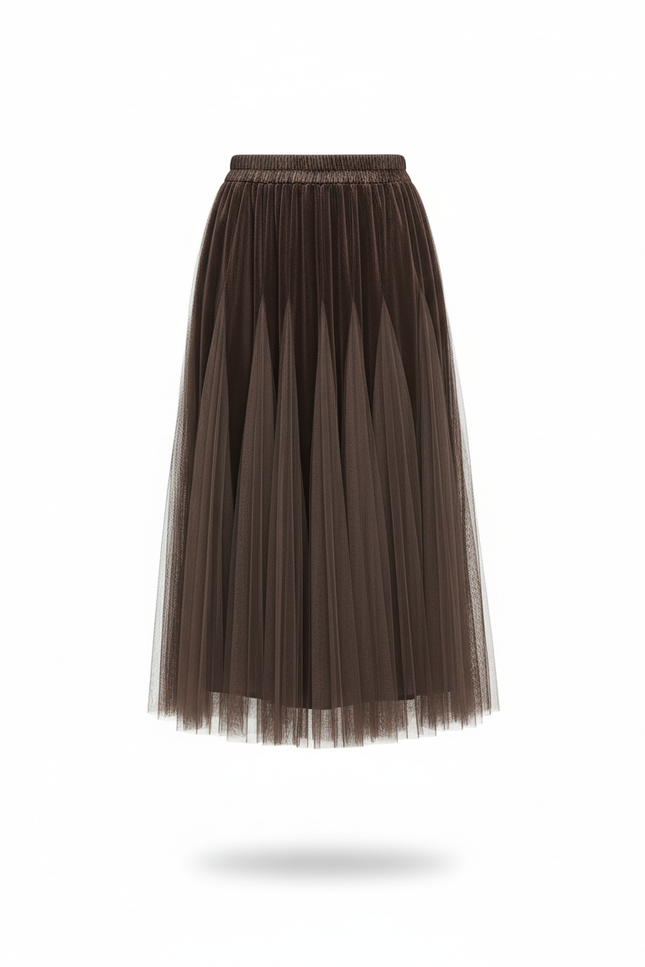 Jupe Longue Tulle Plissée Élégante Femme