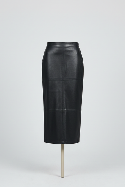 Jupe Longue Noire Similicuir Chic