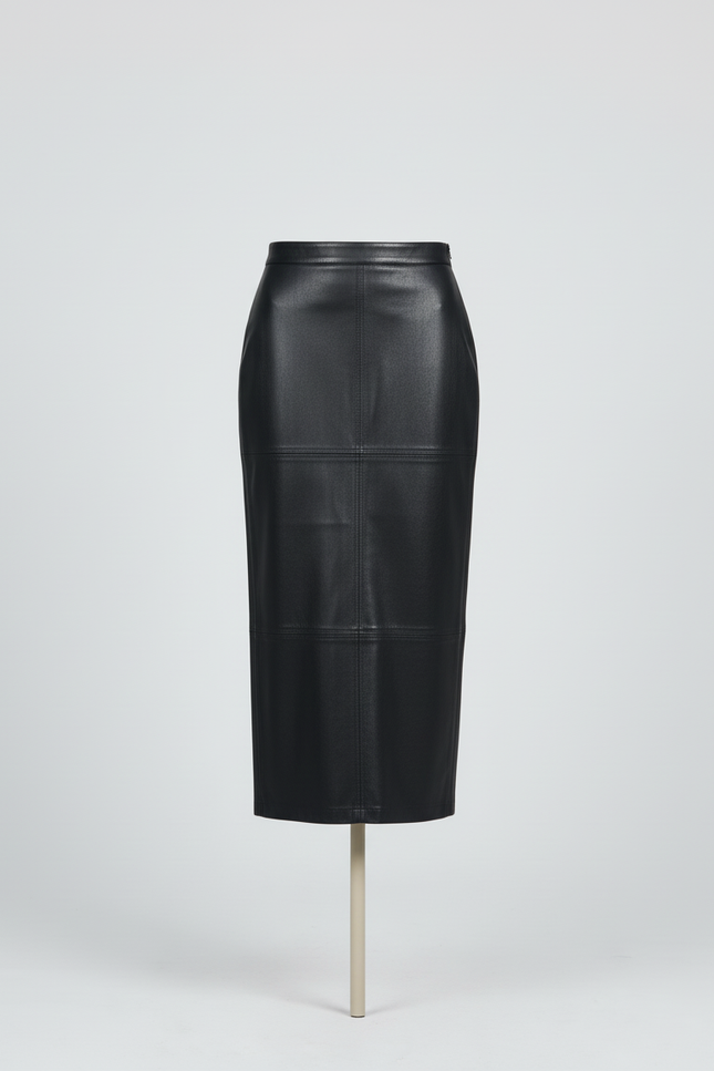 Jupe Longue Noire Similicuir Chic