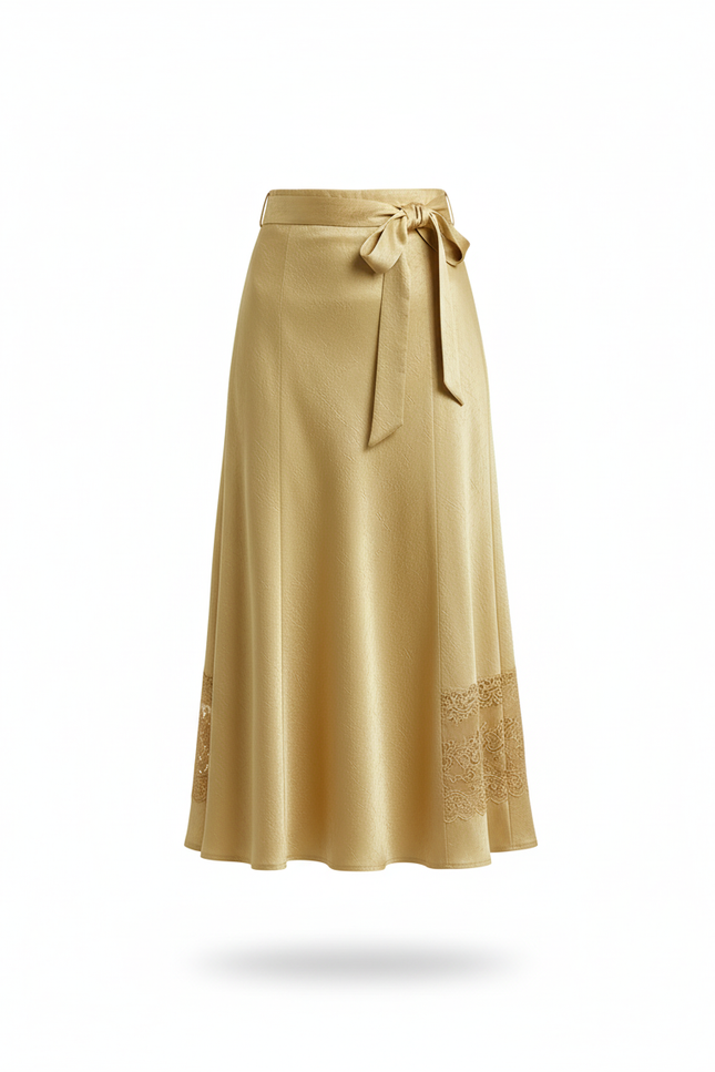 Jupe Longue Jaune Satinée Élégante