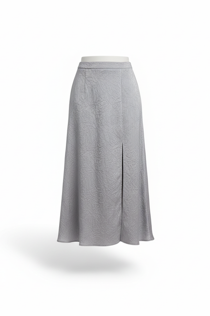 Jupe Longue Satin Froissé Fendue Chic