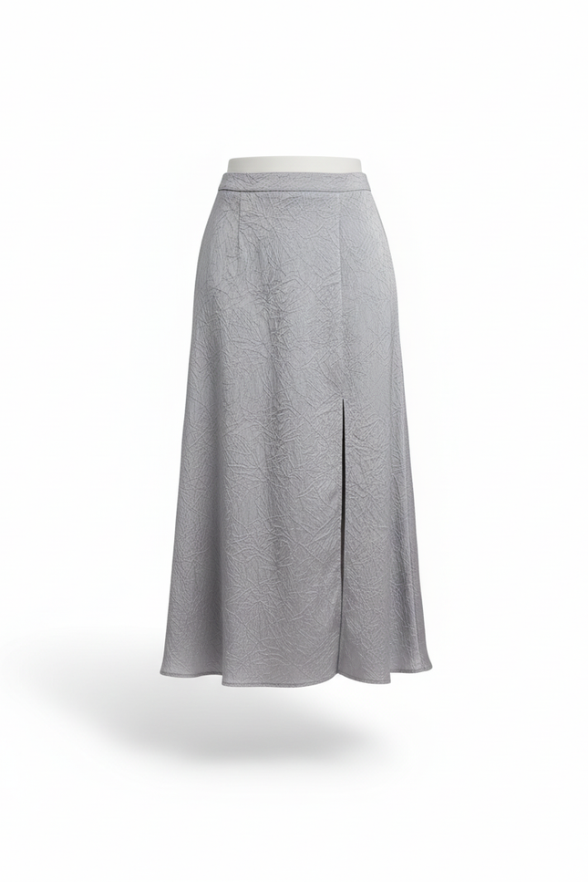 Jupe Longue Satin Froissé Fendue Chic