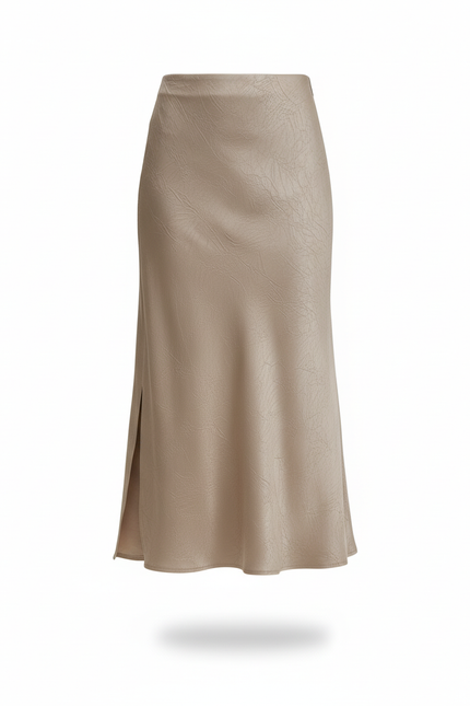 Jupe Longue Satinée Fendue Élégante