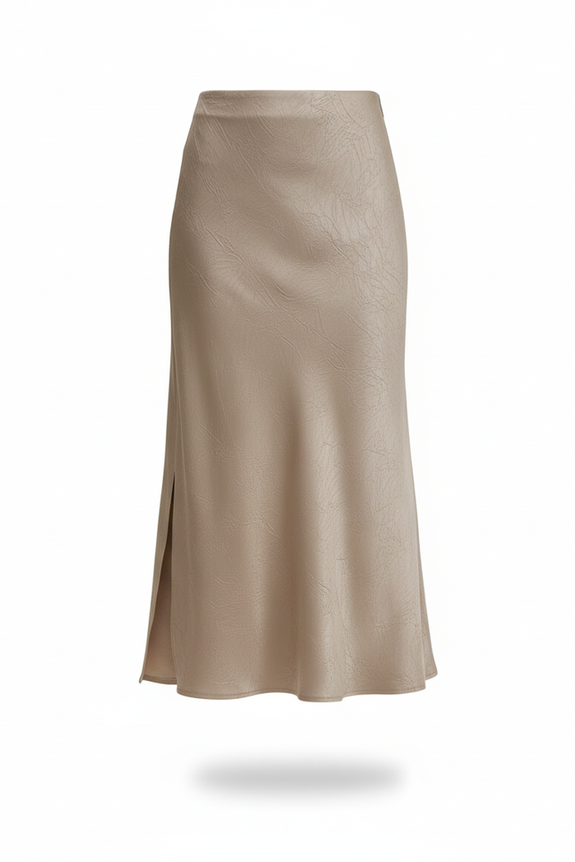 Jupe Longue Satinée Fendue Élégante