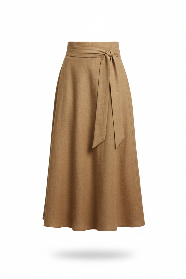Jupe Longue Marrone Évasée Fluide
