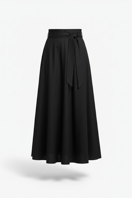 Jupe Longue Noire Fluide Élégante Tendance Femme