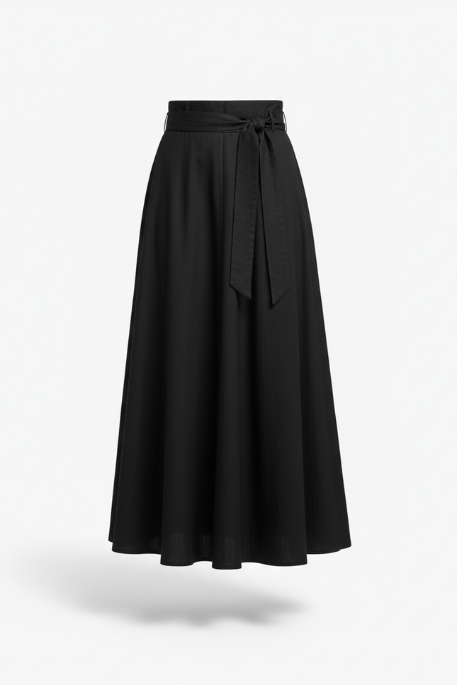 Jupe Longue Noire Fluide Élégante Tendance Femme