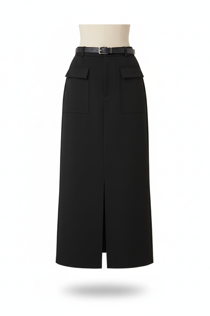 Jupe Longue Droite Noire Chic