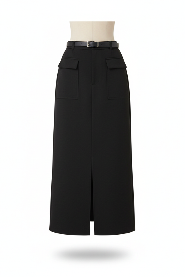 Jupe Longue Droite Noire Chic