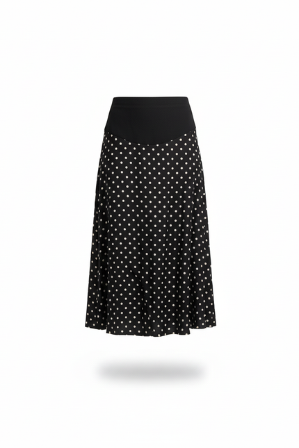 Jupe Longue Noire À Pois Fluide