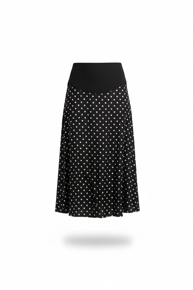Jupe Longue Noire À Pois Fluide