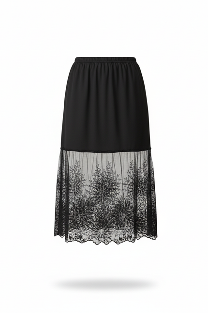 Jupe Longue Noire Dentelle Élégante Chic