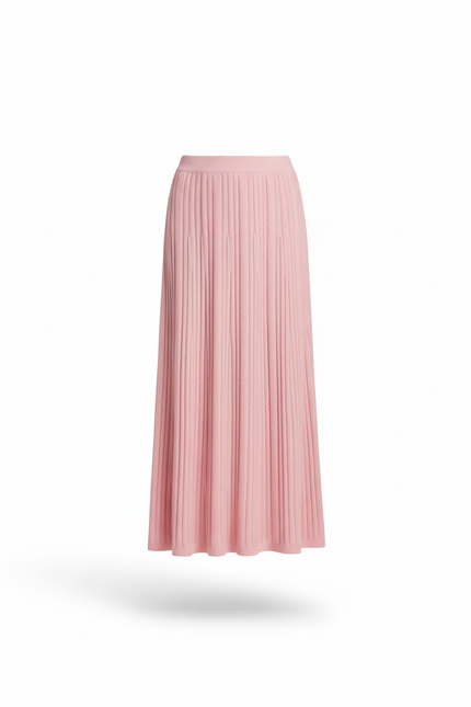 Jupe Longue Rose Côtelée Décontractée