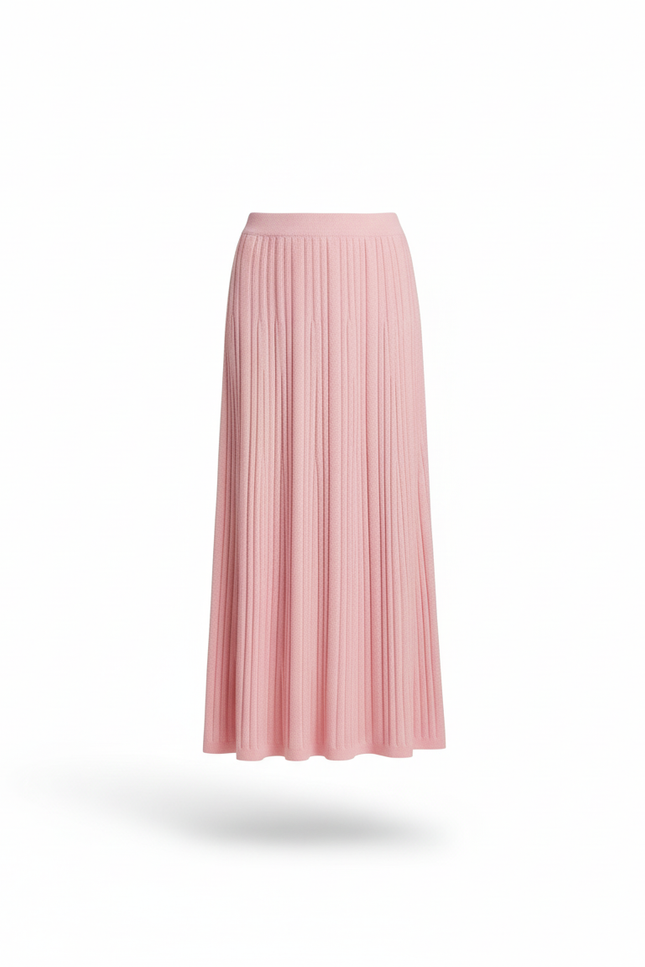 Jupe Longue Rose Côtelée Décontractée