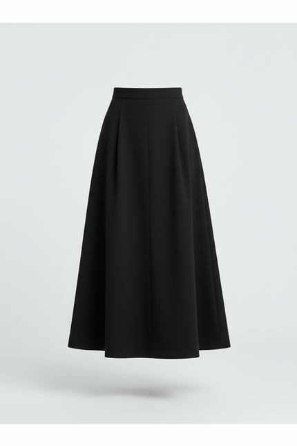 Jupe Longue Noire Évasée Chic Élégante