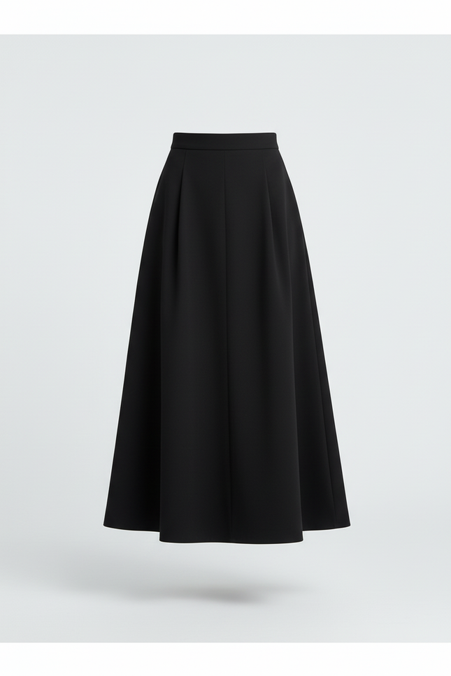Jupe Longue Noire Évasée Chic Élégante