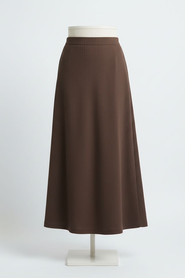 Jupe Longue Marron Évasée Élégante Chic