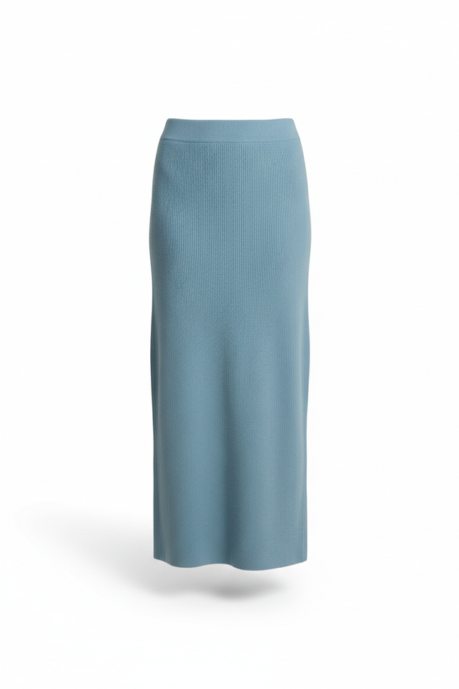 Jupe Longue Bleue Laine Élégante