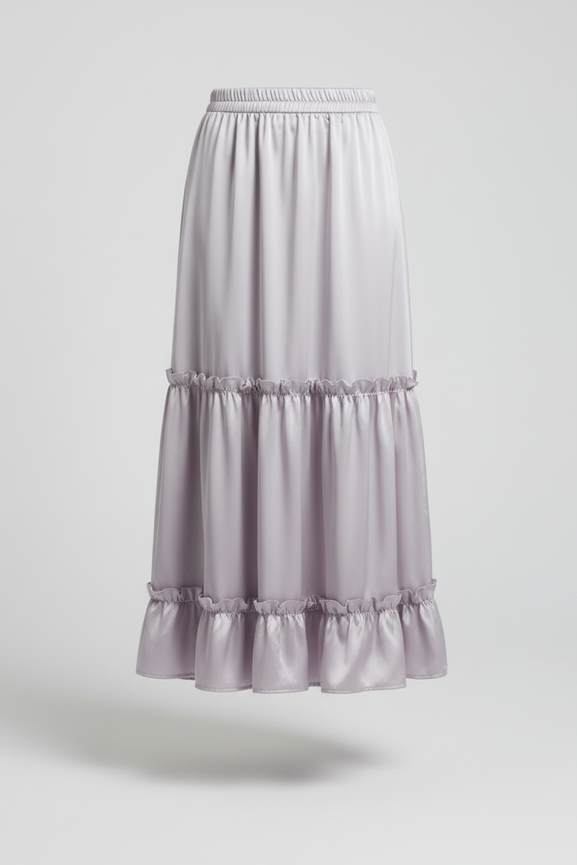 Jupe Longue Satin Volants Chic