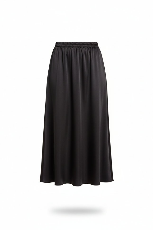 Jupe Longue Noire En Soie Élégante