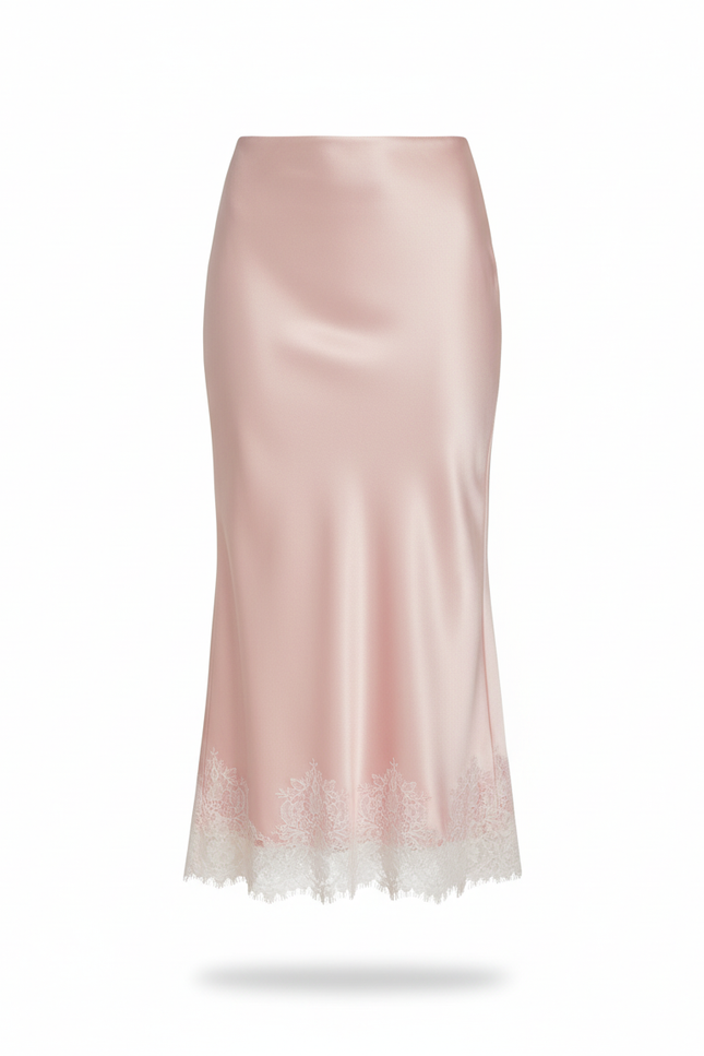 Jupe Longue Satin Dentelle