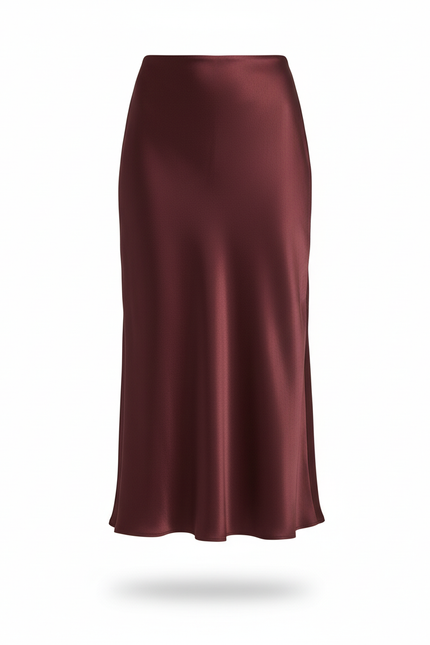 Jupe Longue Satin Bordeaux