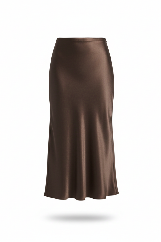 Jupe Longue Soie Marron Fluide