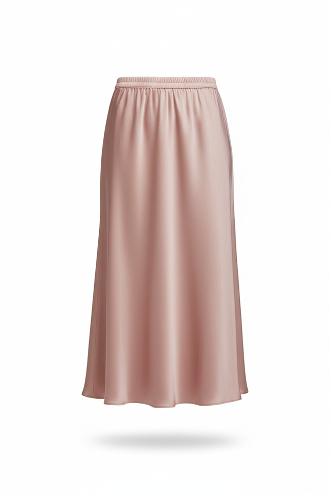 Jupe Longue Rose Soie Fluide