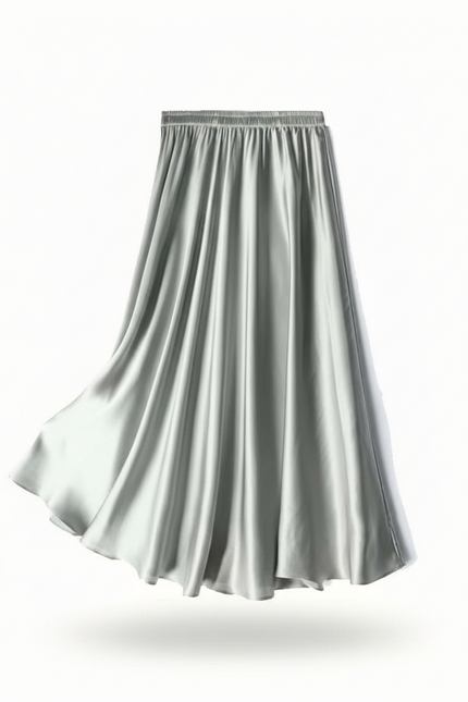 Jupe Longue Soie Argentée Fluide