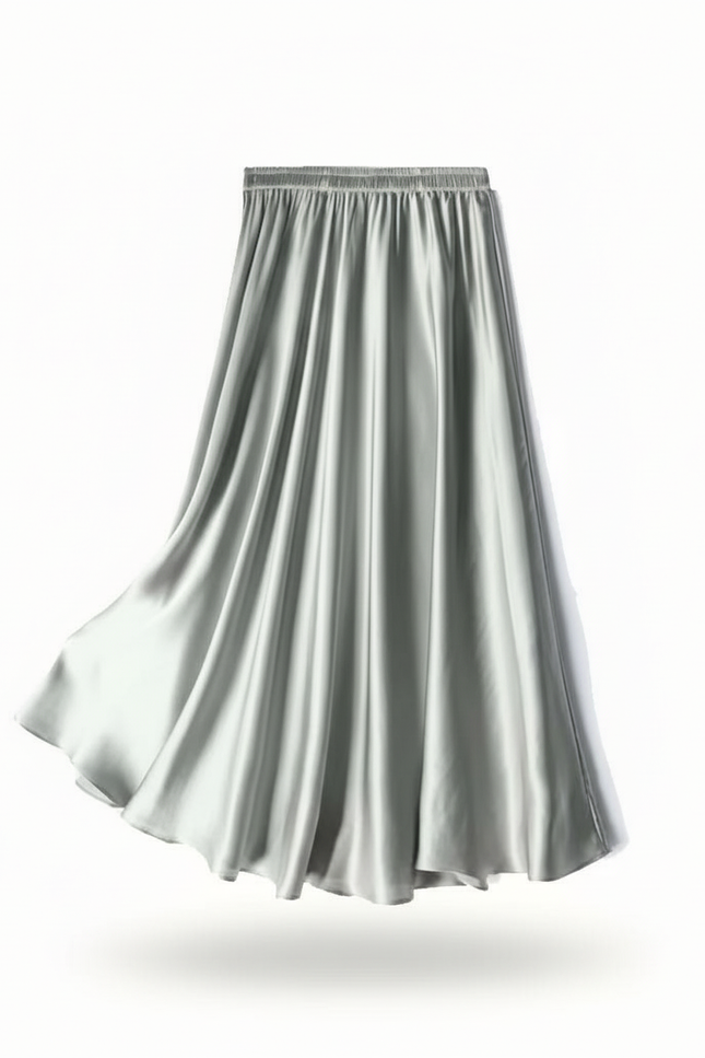 Jupe Longue Soie Argentée Fluide