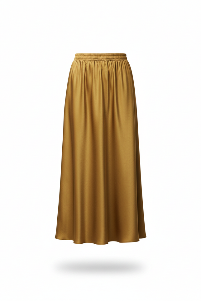 Jupe Longue Dorée Soie Plissée