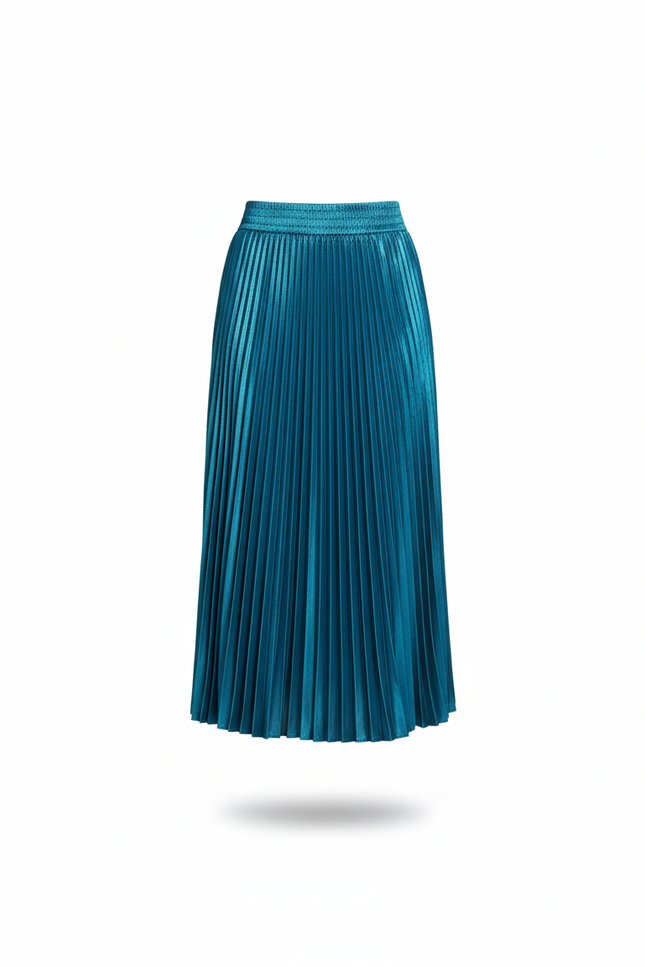 Jupe Longue Satinée Plissée Élégante Femme