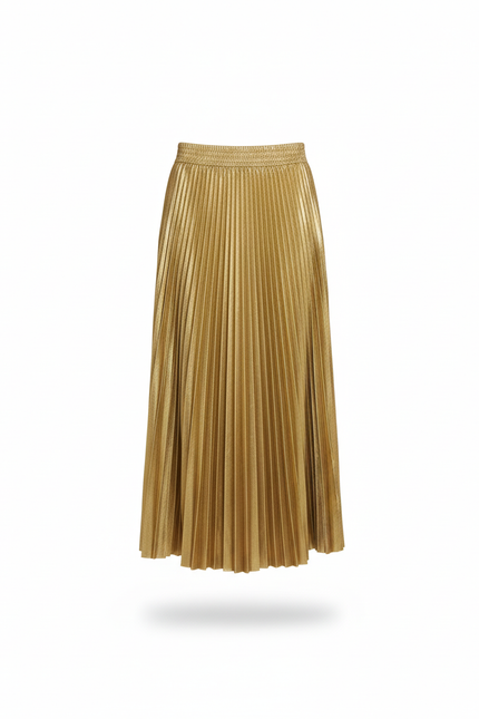 Jupe Longue Satinée Plissée Élégante Tendance
