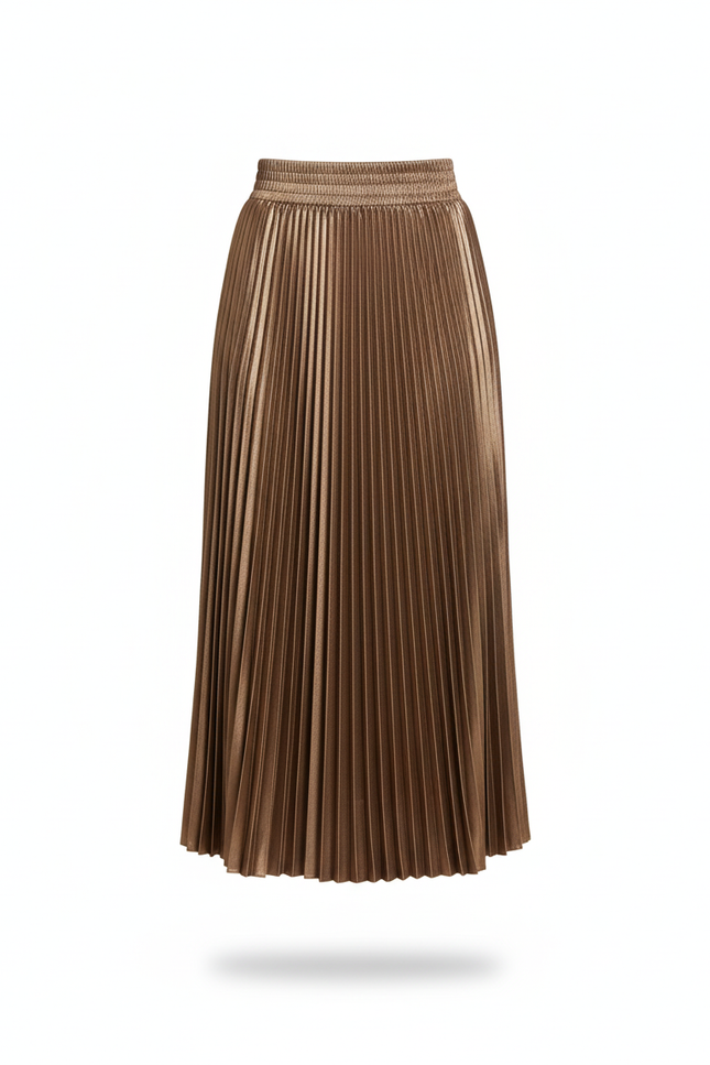 Jupe Longue Satinée Plissée Élégante Moderne