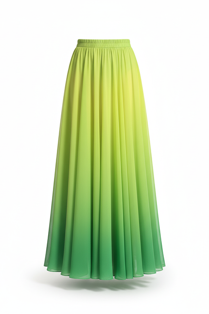 Jupe Longue Dégradé Vert Fluide