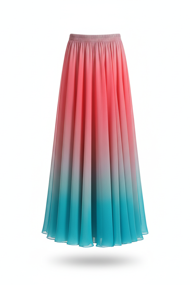 Jupe Longue Dégradée Chiffon Fluide Élégante