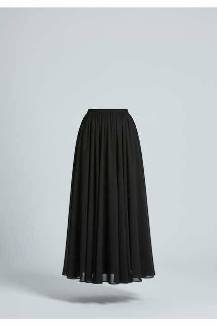 Jupe Longue Noire Fluide Élégante Mode Chic