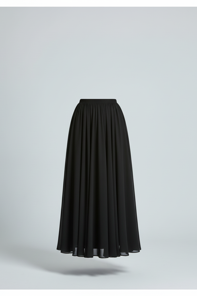 Jupe Longue Noire Fluide Élégante Mode Chic