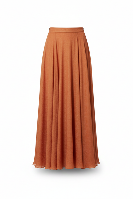 Jupe Longue Orange Chiffon Fluide