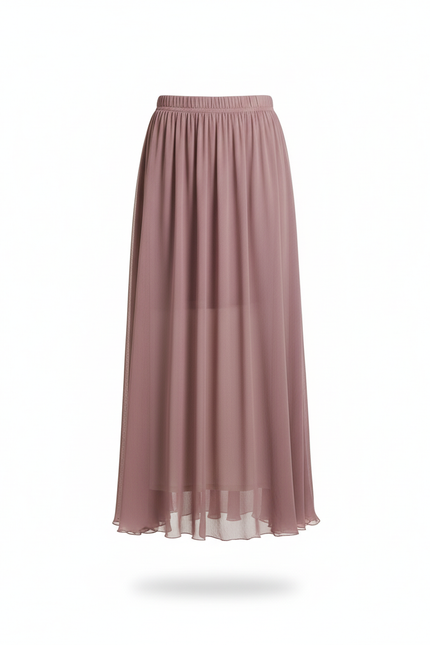 Jupe Longue Mauve Mousseline Fluide