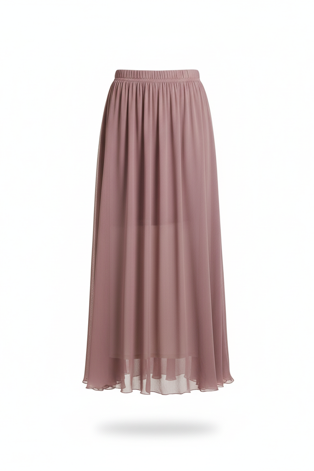 Jupe Longue Mauve Mousseline Fluide