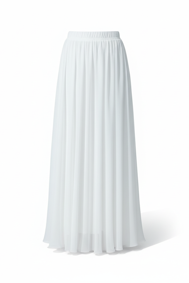 Jupe Longue Chiffon Blanche Fluide